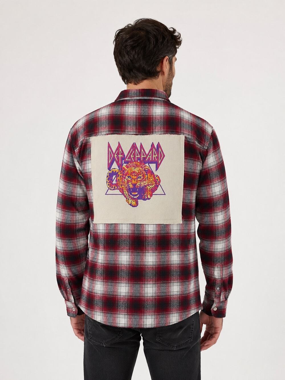 Croft & Barrow Men’s XL Upcycled Def Leppard Plaid Flannel Shirt NWT